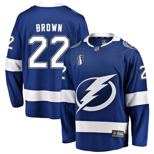 Logan Brown Tampa Bay Lightning Fanatics Branded Home 2022 Stanley Cup Final Breakaway Jersey - Blue