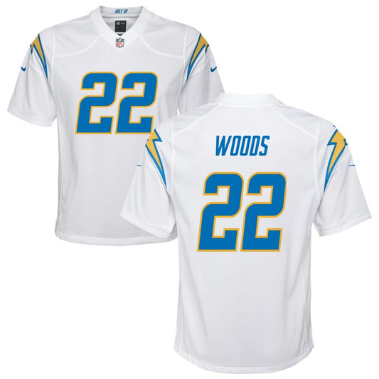 JT Woods Los Angeles Chargers Nike Youth Game Jersey - White