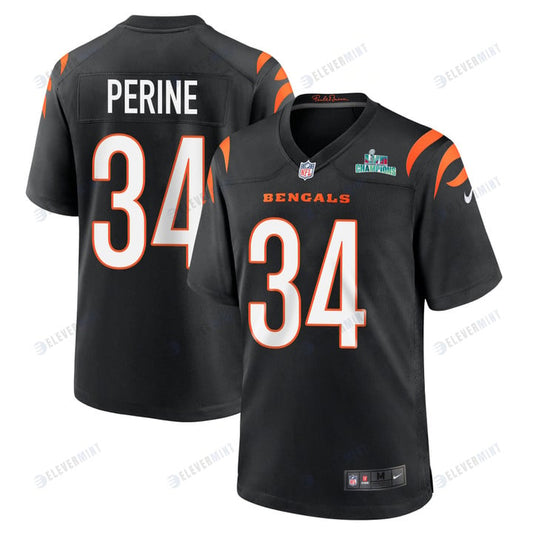 Samaje Perine 34 Cincinnati Bengals Super Bowl LVII Champions Men Game Jersey - Black
