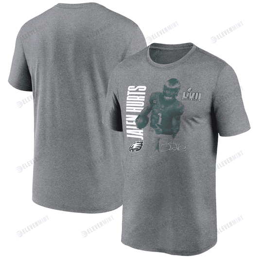 Jalen Hurts Philadelphia Eagles Super Bowl LVII Graphic T-Shirt - Heather Gray
