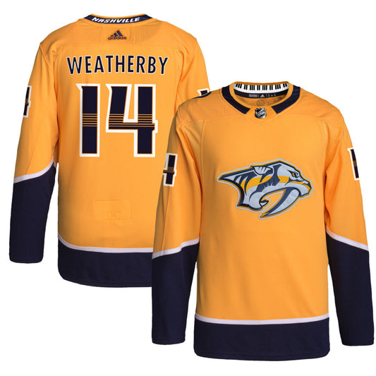 Jasper Weatherby Nashville Predators adidas Home Primegreen Authentic Pro Jersey - Gold