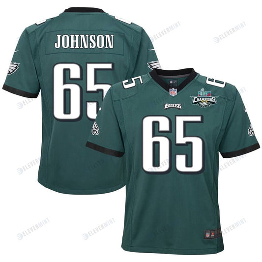 Lane Johnson 65 Philadelphia Eagles Super Bowl LVII Champions 2 Stars 2 Stars Youth Game Jersey - Black