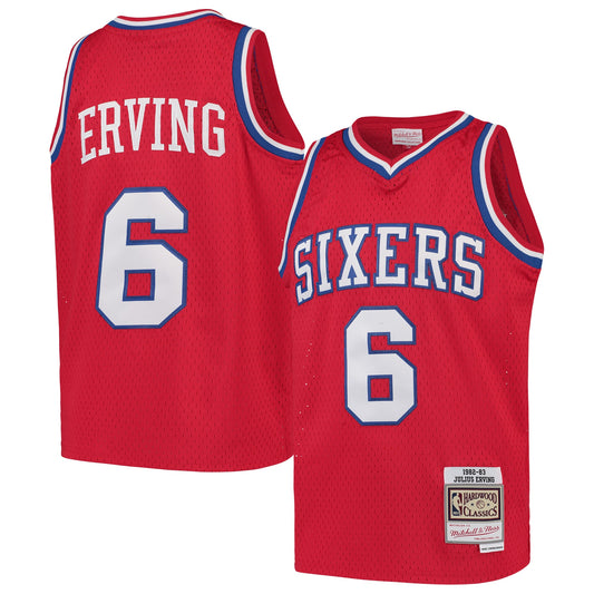 Julius Erving Philadelphia 76ers Mitchell & Ness Youth Swingman Throwback Jersey - Red
