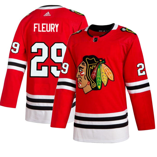 Men's Marc-Andre Fleury Chicago Blackhawks Home Red Adidas Authentic Jersey