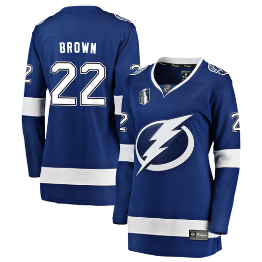 Logan Brown Tampa Bay Lightning Fanatics Branded Women's Home 2022 Stanley Cup Final Breakaway Jersey - Blue