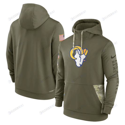 Los Angeles Rams 2022 Salute to Service Therma Performance Pullover Men Hoodie - Olive
