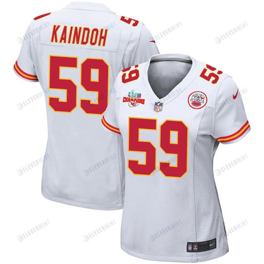 Joshua Kaindoh 59 Kansas City Chiefs Super Bowl LVII Champions 3 Stars Women Game Jersey - White