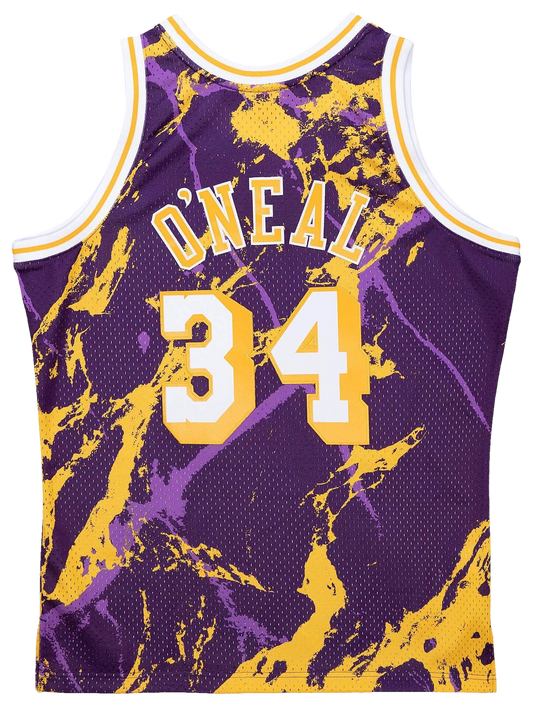 Men's O'neal Shaquille Mitchell & Ness Lakers Marble Jersey - Purple