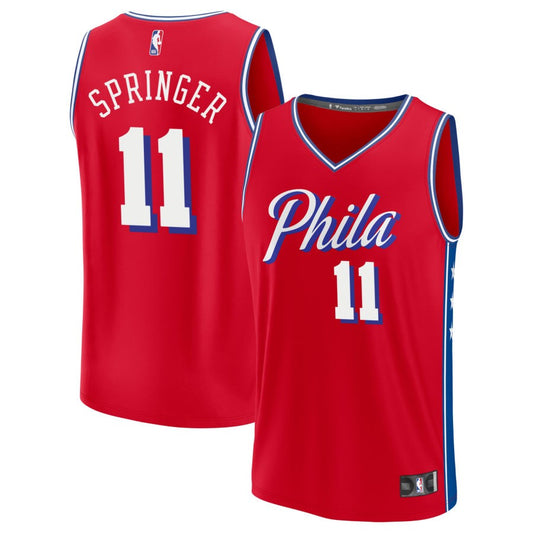 Jaden Springer  Philadelphia 76ers Fanatics Branded Fast Break Jersey - Red - Statement Edition