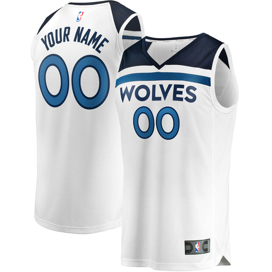 Minnesota Timberwolves Fanatics Branded Fast Break Custom Replica Jersey White - Association Edition