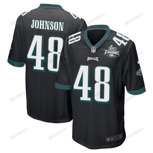 Patrick Johnson 48 Philadelphia Eagles Super Bowl LVII Champions 2 Stars Men Game Jersey - Black