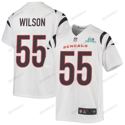 Logan Wilson 55 Cincinnati Bengals Super Bowl LVII Champions Youth Game Jersey - White