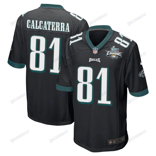 Grant Calcaterra 81 Philadelphia Eagles Super Bowl LVII Champions 2 Stars Men Game Jersey - Black
