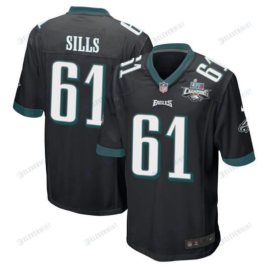 Josh Sills 61 Philadelphia Eagles Super Bowl LVII Champions 2 Stars Men Game Jersey - Black