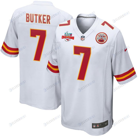 Harrison Butker 7 Kansas City Chiefs Super Bowl LVII Champions 3 Stars Men Game Jersey - White