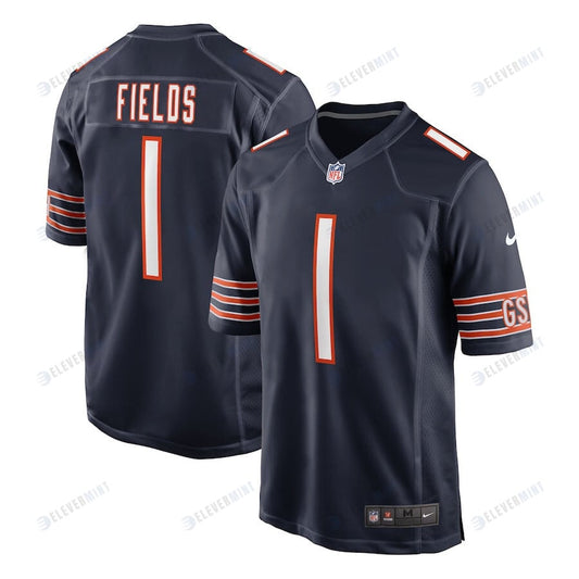 Justin Fields 1 Chicago Bears Men Team Game Jersey - Navy