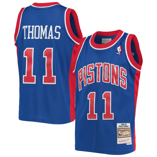 Isaiah Thomas Detroit Pistons Mitchell & Ness Youth 1988-89 Hardwood Classics Swingman Jersey - Blue