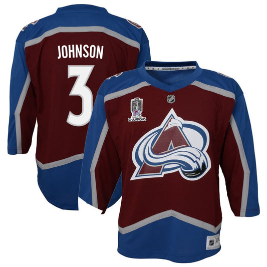 Jack Johnson Colorado Avalanche Youth Home 2022 Stanley Cup Champions Premier Jersey - Burgundy