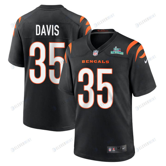 Jalen Davis 35 Cincinnati Bengals Super Bowl LVII Champions Men Game Jersey - Black