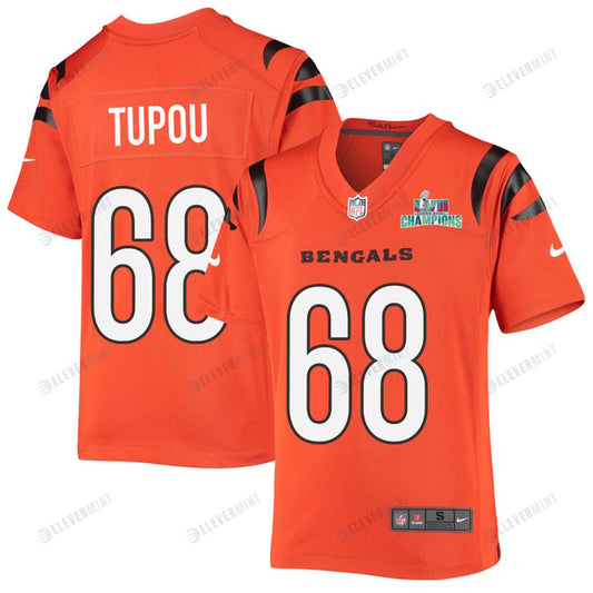 Josh Tupou 68 Cincinnati Bengals Super Bowl LVII Champions Youth Alternate Game Jersey - Orange