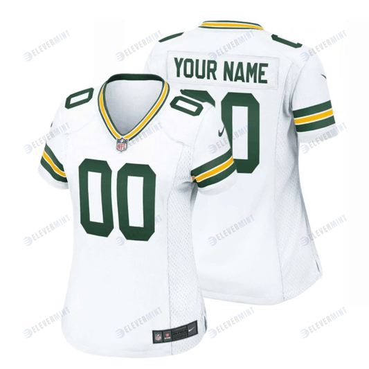 Green Bay Packers Women Custom Away Game Jersey - White