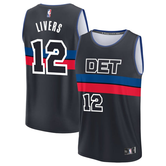 Isaiah Livers Detroit Pistons Fanatics Branded Youth Fast Break Replica Jersey - Statement Edition - Black