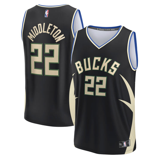 Khris Middleton Milwaukee Bucks Fanatics Branded Youth Fast Break Player Jersey - Statement Edition - Black