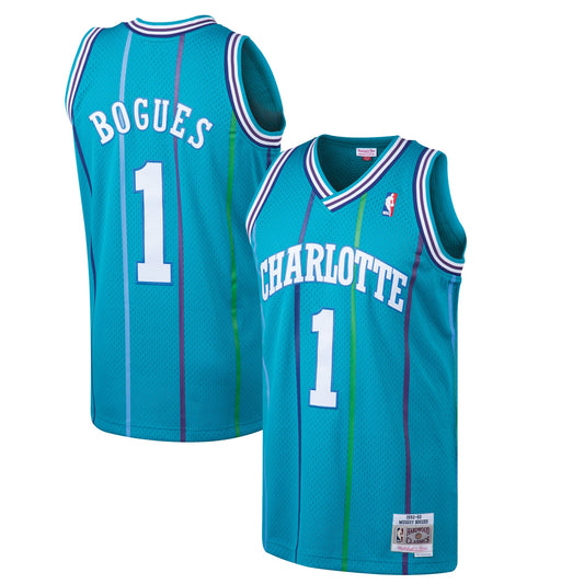 Muggsy Bogues Charlotte Hornets Mitchell & Ness Hardwood Classics Swingman Jersey - Teal