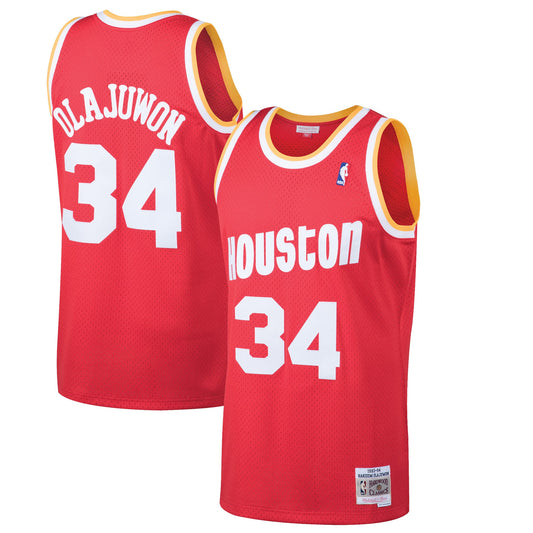Hakeem Olajuwon Houston Rockets Mitchell & Ness Hardwood Classics Swingman Jersey - Red