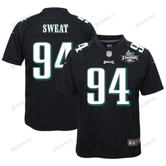 Josh Sweat 94 Philadelphia Eagles Super Bowl LVII Champions 2 Stars Youth Game Jersey - Black