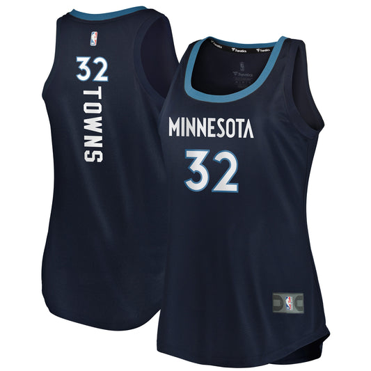 Karl-Anthony Towns Minnesota Timberwolves Fanatics Branded Women's Fast Break Tank Jersey - Icon Edition - Navy