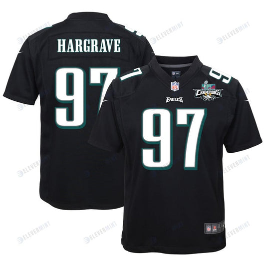 Javon Hargrave 97 Philadelphia Eagles Super Bowl LVII Champions 2 Stars Youth Game Jersey - Black