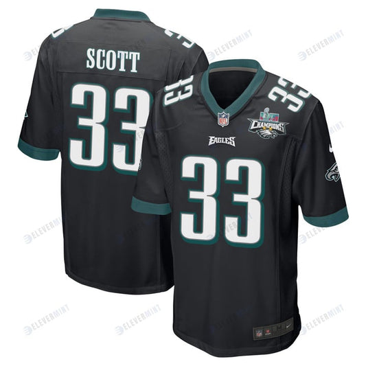 Josiah Scott 33 Philadelphia Eagles Super Bowl LVII Champions 2 Stars Men Game Jersey - Black