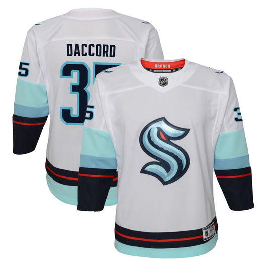 Joey Daccord Seattle Kraken Youth Away Premier Jersey - White