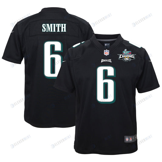 DeVonta Smith 6 Philadelphia Eagles Super Bowl LVII Champions 2 Stars Youth Game Jersey - Black