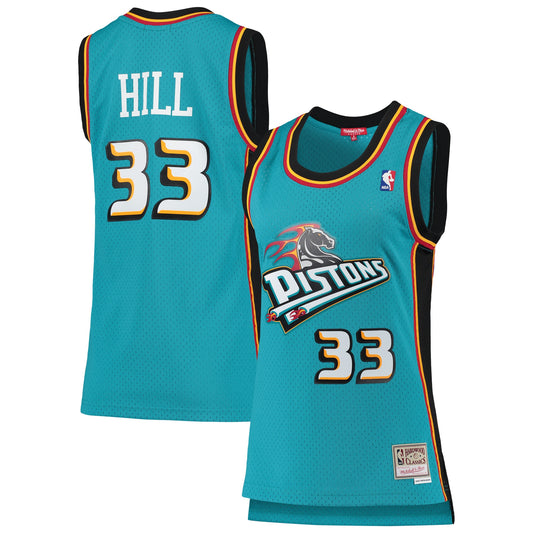 Grant Hill Detroit Pistons Mitchell & Ness Women's 1998-99 Hardwood Classics Swingman Jersey - Teal