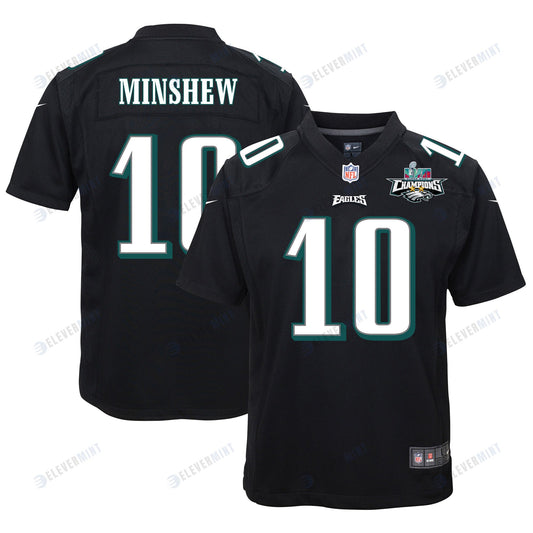 Gardner Minshew 10 Philadelphia Eagles Super Bowl LVII Champions 2 Stars Youth Game Jersey - Black
