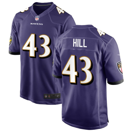 Justice Hill Baltimore Ravens Nike Game Jersey - Purple